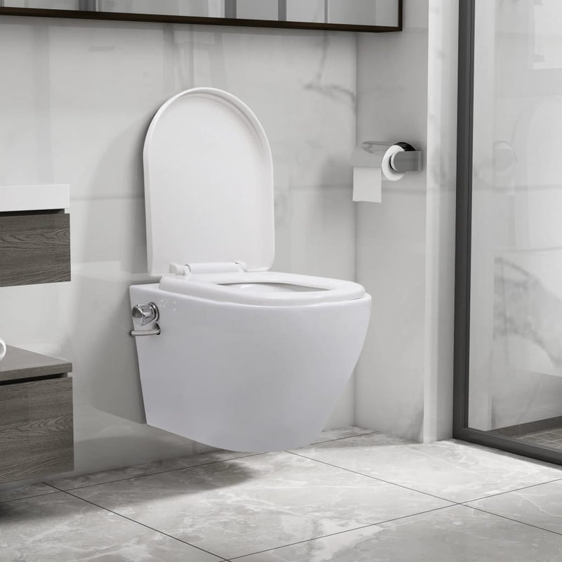 Afbeelding laden in galerijviewer, Vidaxl hangend toilet randloos met bidetfunctie keramiek wit