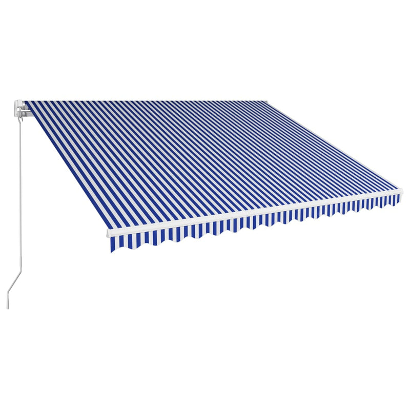 Load image into Gallery viewer, VidaXL Luifel handmatig uittrekbaar 400x300 cm blauw en wit