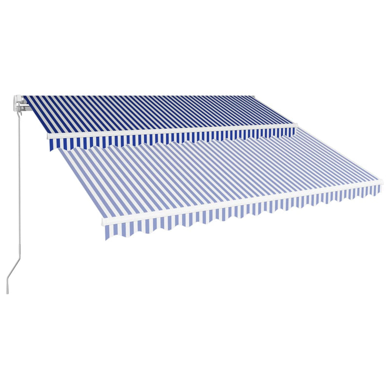 Load image into Gallery viewer, VidaXL Luifel handmatig uittrekbaar 400x300 cm blauw en wit