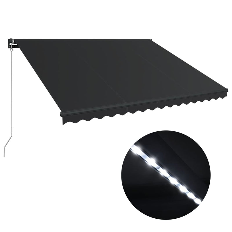 Load image into Gallery viewer, VidaXL Luifel handmatig uittrekbaar met LED 450x300 cm antraciet