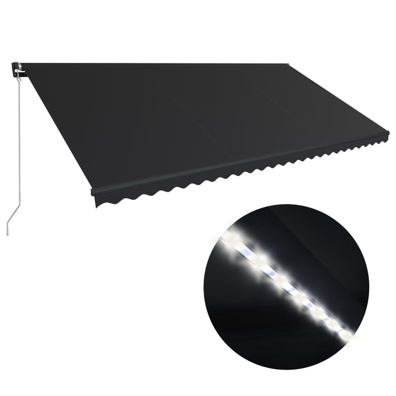 Load image into Gallery viewer, VidaXL Luifel handmatig uittrekbaar met LED 600x300 cm antraciet