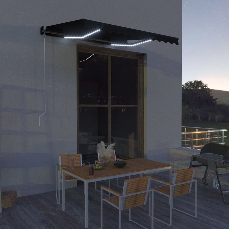 Load image into Gallery viewer, VidaXL Luifel uittrekbaar met windsensor en LED 300x250 cm antraciet