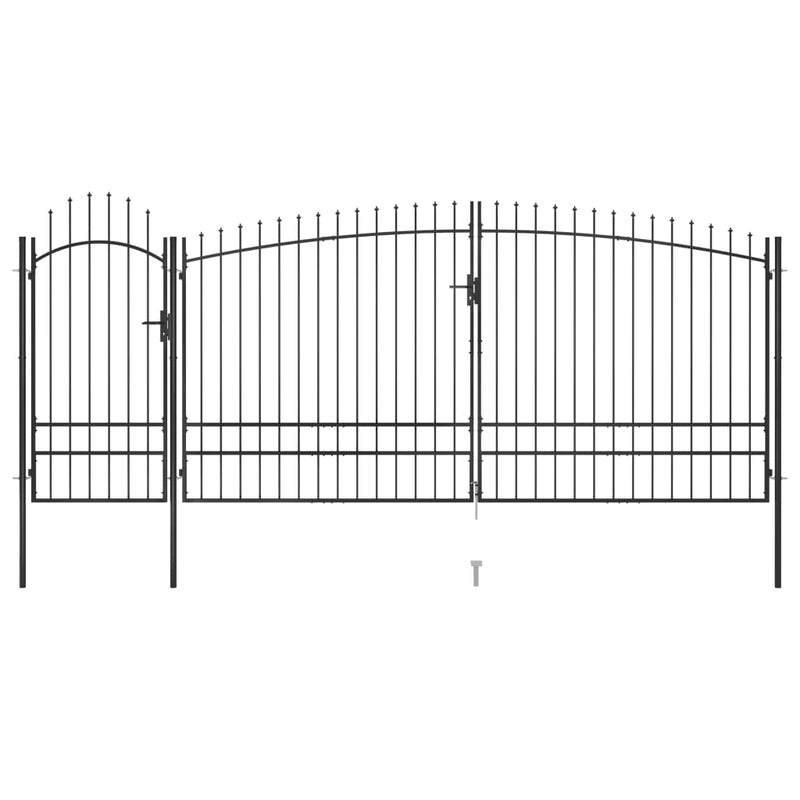 Load image into Gallery viewer, VidaXL Poort met speren bovenkant 5x2,45 m zwart