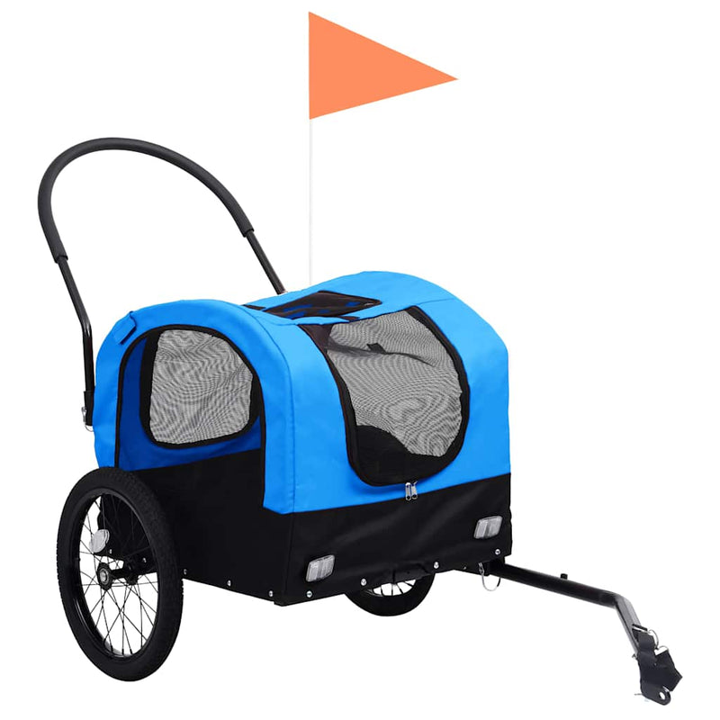 Chargez l'image dans la visionneuse de la galerie, Vidaxl fietstrailer en hondenwagen 2-in-1 blauw en zwart