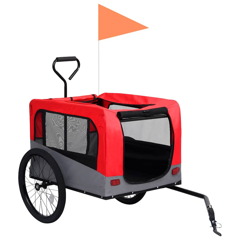 Load image into Gallery viewer, Vidaxl fietstrailer en hondenwagen 2-in-1 rood en grijs
