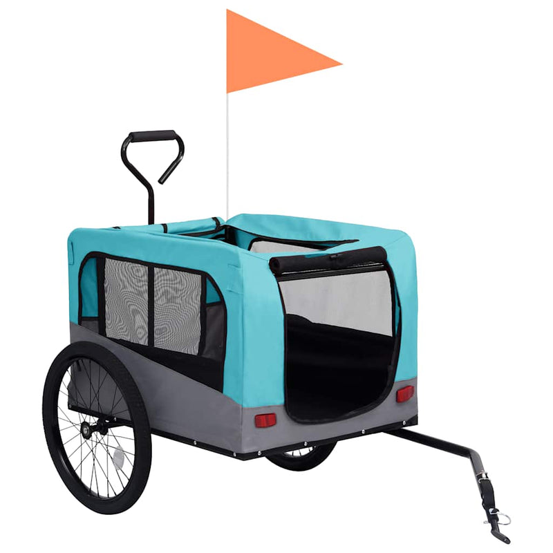 Load image into Gallery viewer, Vidaxl fietstrailer en hondenwagen 2-in-1 blauw en grijs