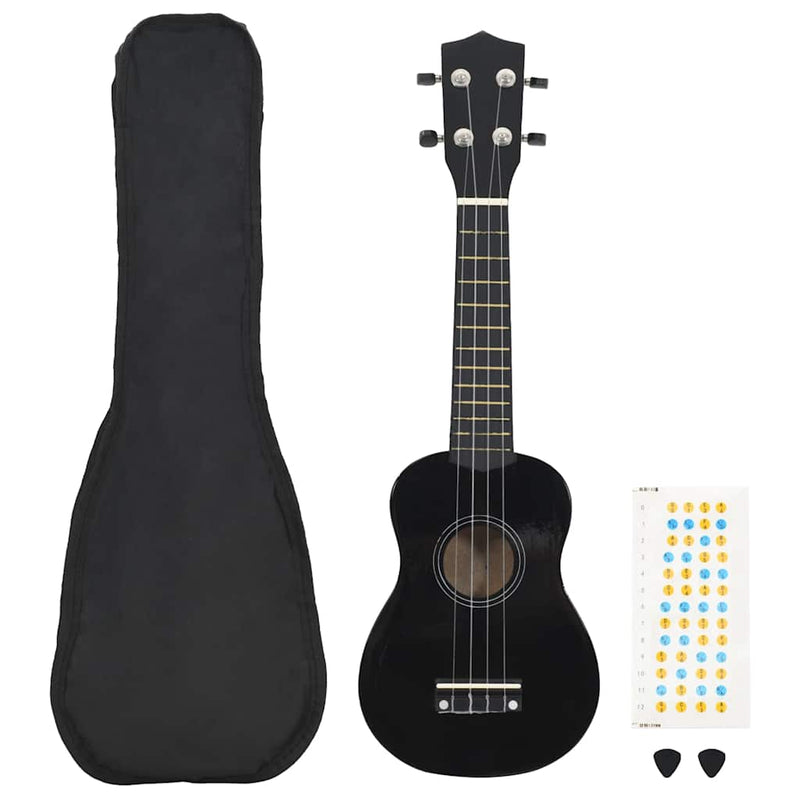 Afbeelding laden in galerijviewer, Vidaxl ukuleleset met tas voor kinderen sopraan 21'' zwart