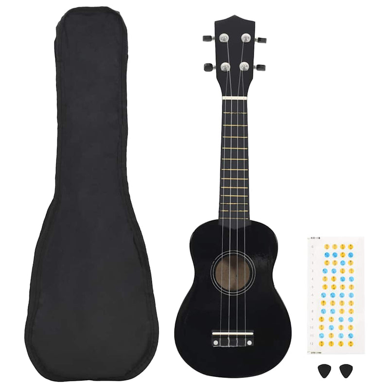 Afbeelding laden in galerijviewer, Vidaxl ukuleleset met tas voor kinderen sopraan 23'' zwart