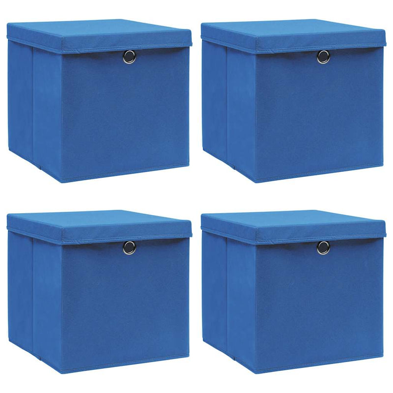 Chargez l'image dans la visionneuse de la galerie, Vidaxl opbergboxen met deksel 4 st 32x32x32 cm stof blauw