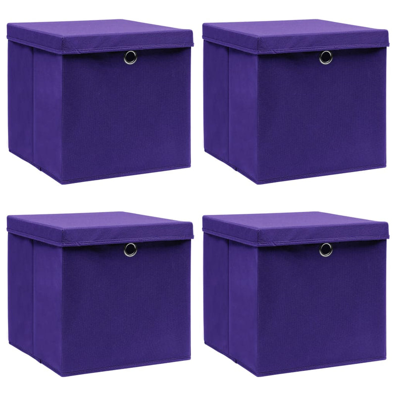 Load image into Gallery viewer, Vidaxl opbergboxen met deksel 4 st 32x32x32 cm stof paars