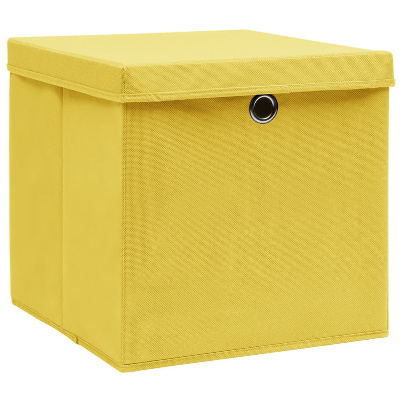 Load image into Gallery viewer, Vidaxl opbergboxen met deksel 4 st 32x32x32 cm stof geel