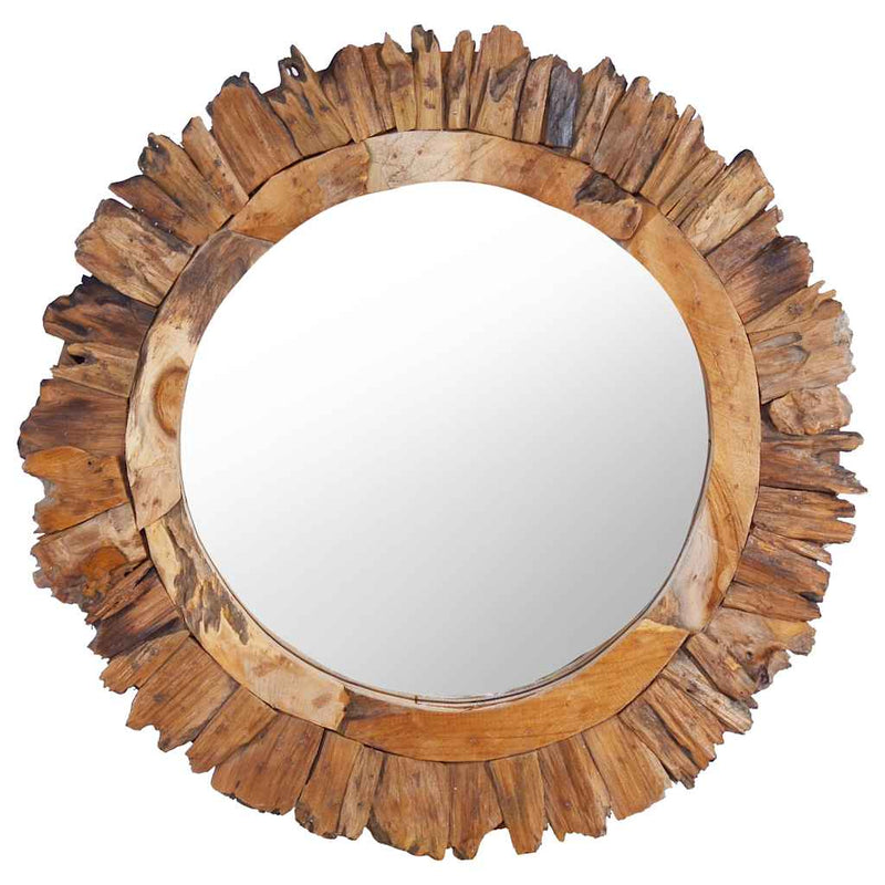 Afbeelding laden in galerijviewer, Vidaxl wandspiegel rond 60 cm teakhout