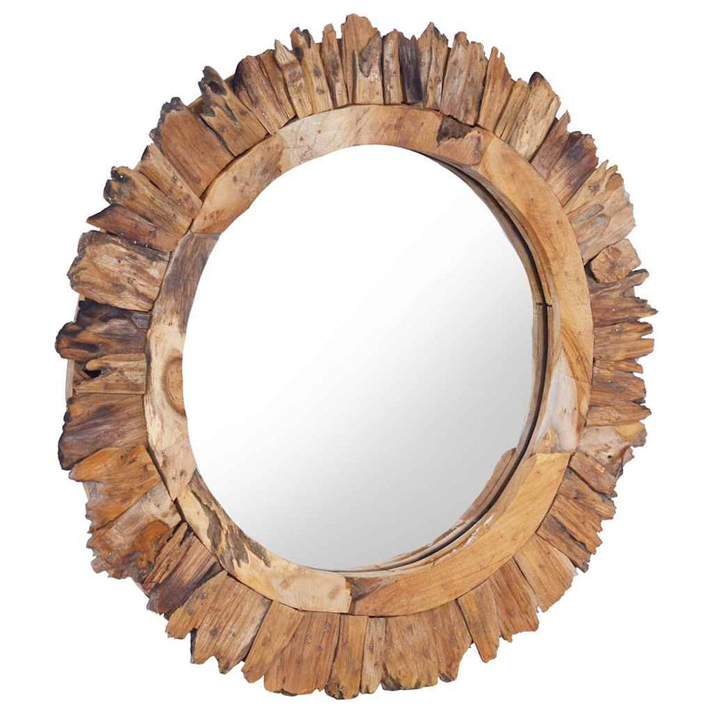 Afbeelding laden in galerijviewer, Vidaxl wandspiegel rond 60 cm teakhout
