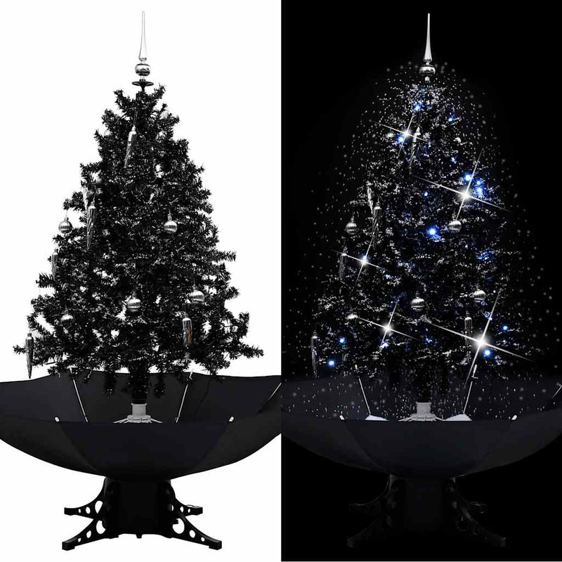 Load image into Gallery viewer, Vidaxl kerstboom sneeuwend met paraplubasis 140 cm pvc zwart