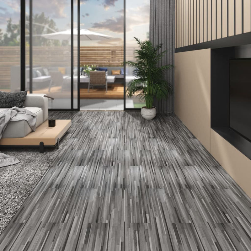 Load image into Gallery viewer, Vidaxl vloerplanken zelfklevend 4,46 m² 3 mm pvc gestreept grijs