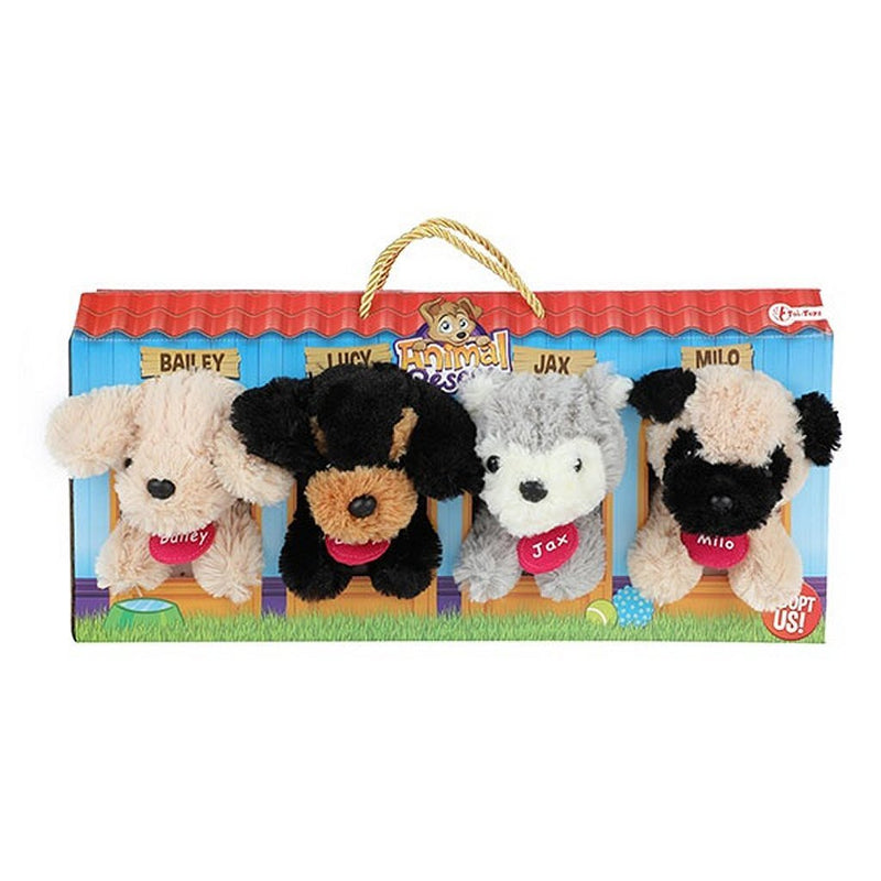 Cargue la imagen en el visor de la galería, Toi-toys pluchen hondjes in hondenhok koffer 4 stuks
