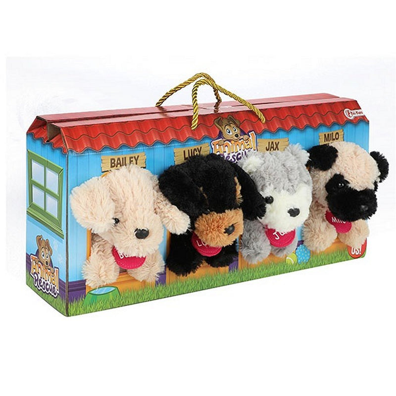 Cargue la imagen en el visor de la galería, Toi-toys pluchen hondjes in hondenhok koffer 4 stuks