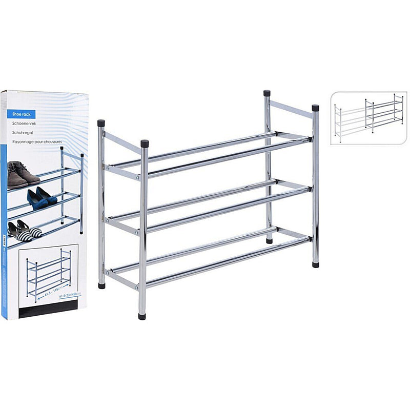 Load image into Gallery viewer, Basic Uitschuifbaar Schoenenrek 3-Laags RVS 61,5-115x50 cm