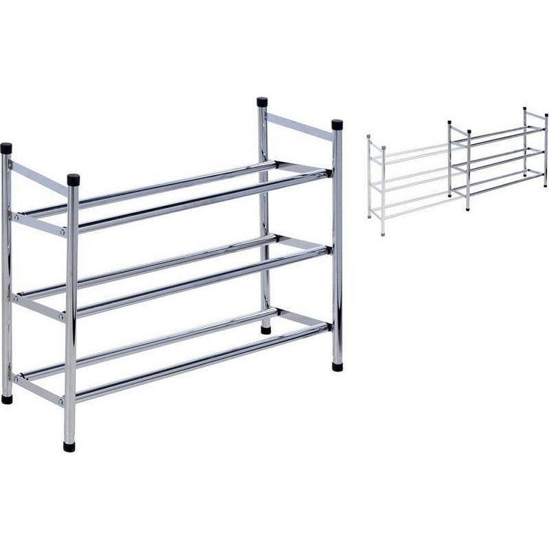 Load image into Gallery viewer, Basic Uitschuifbaar Schoenenrek 3-Laags RVS 61,5-115x50 cm
