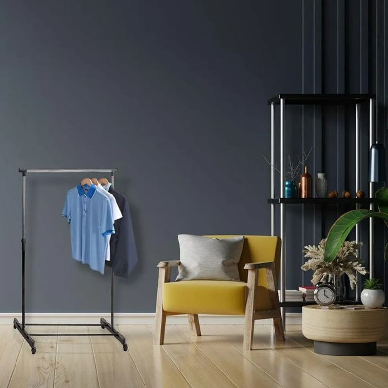 Load image into Gallery viewer, Storage solutions Storage solutions Kledingrek met wielen enkele stang 80x42x(90-165) cm