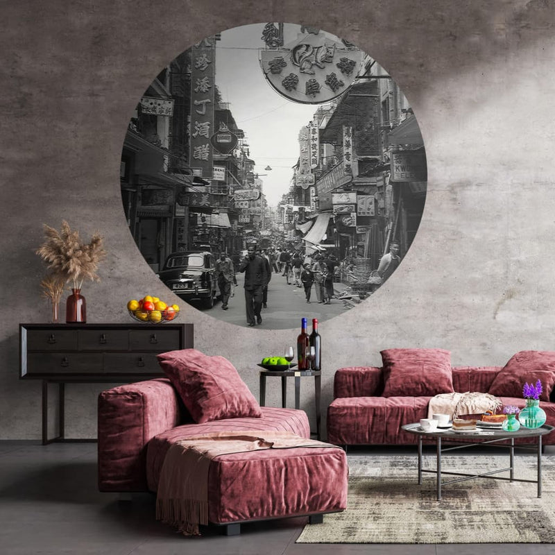 Load image into Gallery viewer, Wallart behangcirkel hong kong the old days 190 cm