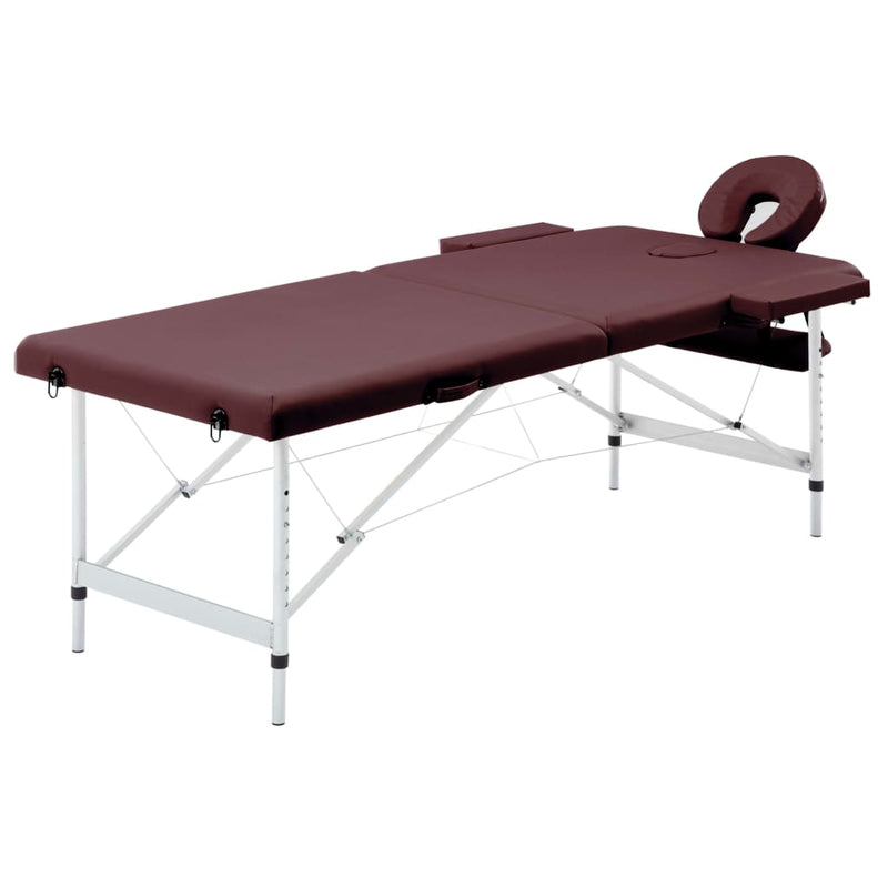 Afbeelding laden in galerijviewer, Vidaxl massagetafel inklapbaar 2 zones aluminum wijnpaars