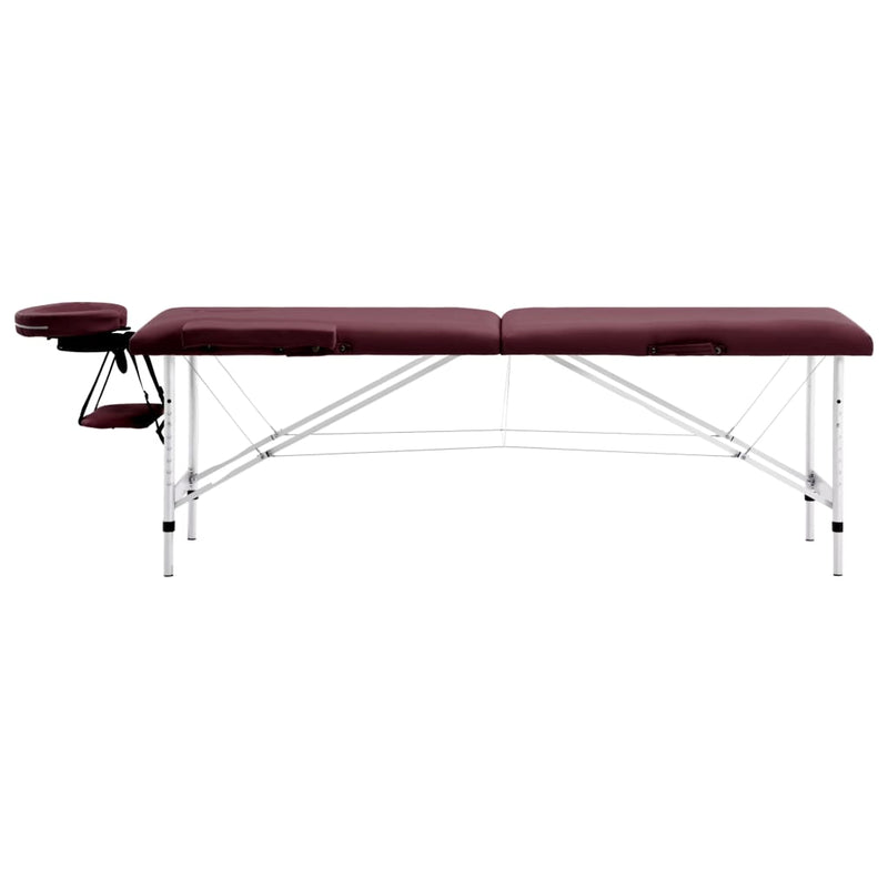 Afbeelding laden in galerijviewer, Vidaxl massagetafel inklapbaar 2 zones aluminum wijnpaars