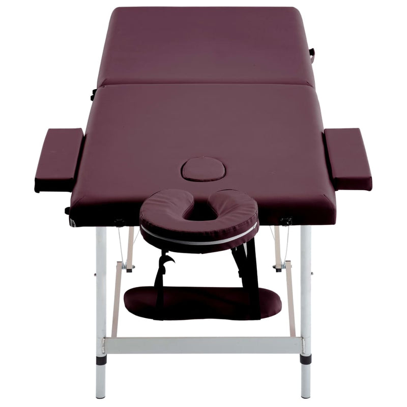 Afbeelding laden in galerijviewer, Vidaxl massagetafel inklapbaar 2 zones aluminum wijnpaars