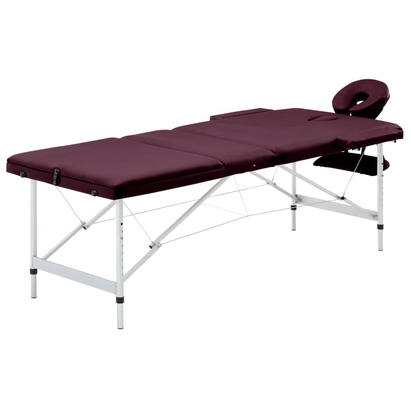 Load image into Gallery viewer, Vidaxl massagetafel inklapbaar 3 zones aluminum wijnpaars