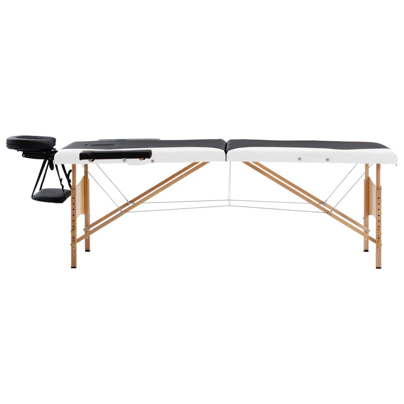 Load image into Gallery viewer, Vidaxl massagetafel inklapbaar 2 zones hout zwart en wit