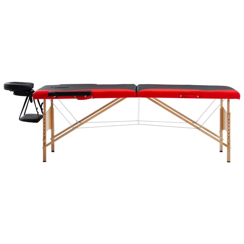 Load image into Gallery viewer, Vidaxl massagetafel inklapbaar 2 zones hout zwart en rood