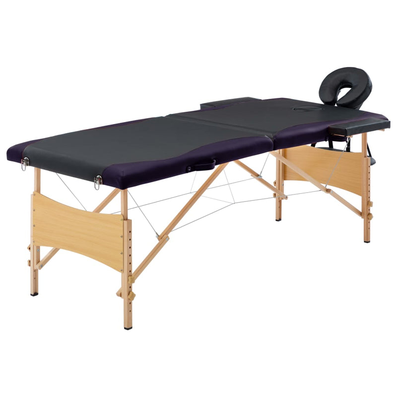 Load image into Gallery viewer, Vidaxl massagetafel inklapbaar 2 zones hout zwart