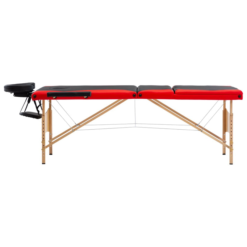 Load image into Gallery viewer, Vidaxl massagetafel inklapbaar 3 zones hout zwart en rood