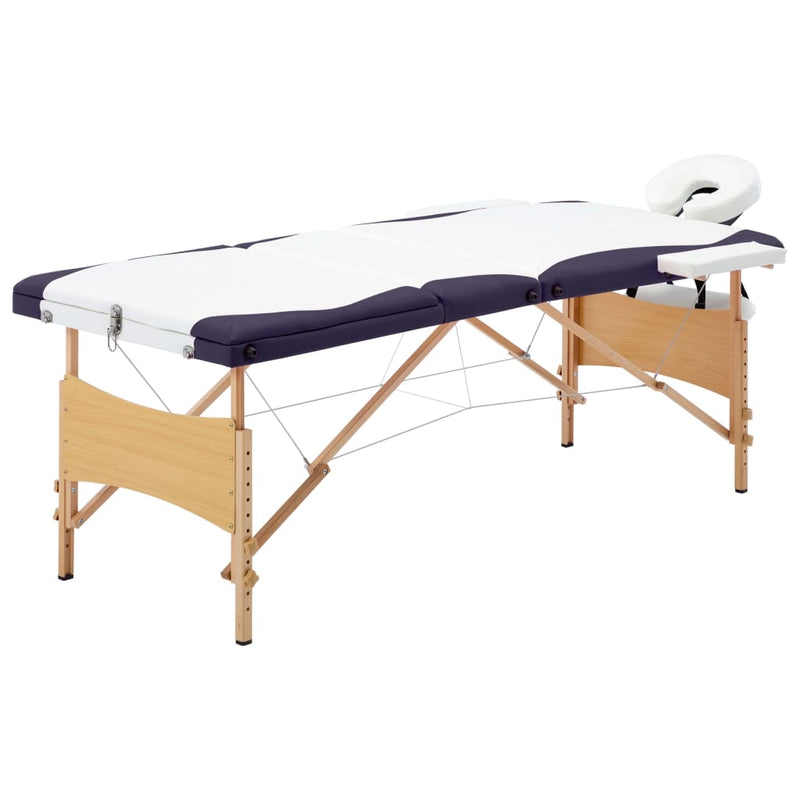 Load image into Gallery viewer, Vidaxl massagetafel inklapbaar 3 zones hout wit en paars