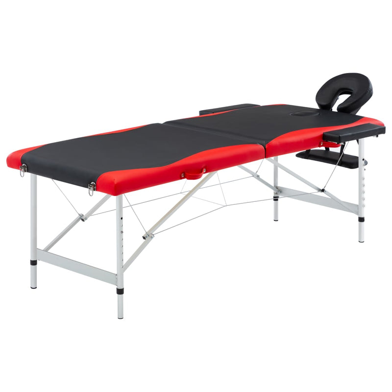 Load image into Gallery viewer, Vidaxl massagetafel inklapbaar 2 zones aluminium zwart en rood