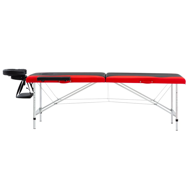 Load image into Gallery viewer, Vidaxl massagetafel inklapbaar 2 zones aluminium zwart en rood