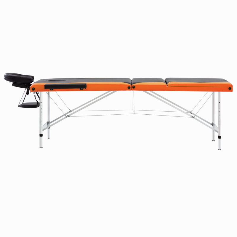 Load image into Gallery viewer, Vidaxl massagetafel inklapbaar 3 zones aluminium zwart en oranje