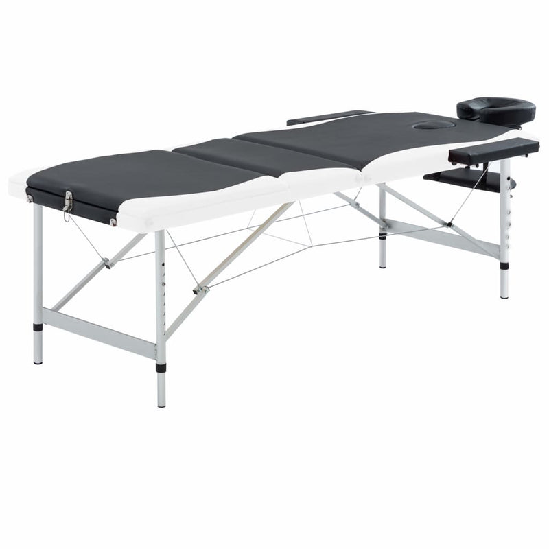 Load image into Gallery viewer, Vidaxl massagetafel inklapbaar 3 zones aluminium zwart en wit