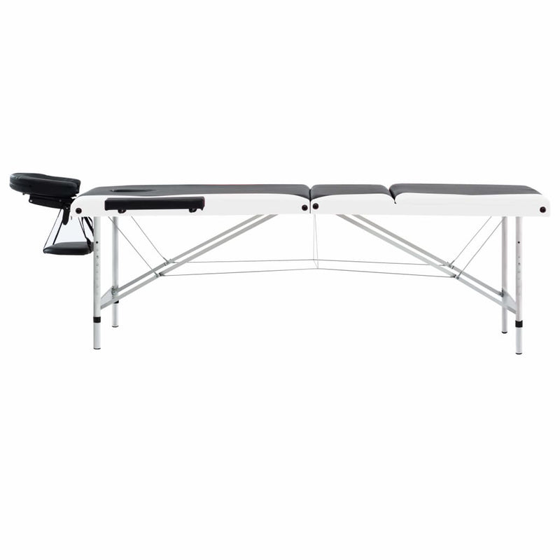 Load image into Gallery viewer, Vidaxl massagetafel inklapbaar 3 zones aluminium zwart en wit