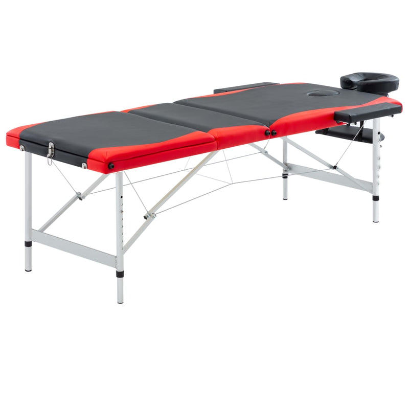 Load image into Gallery viewer, Vidaxl massagetafel inklapbaar 3 zones aluminium zwart en rood