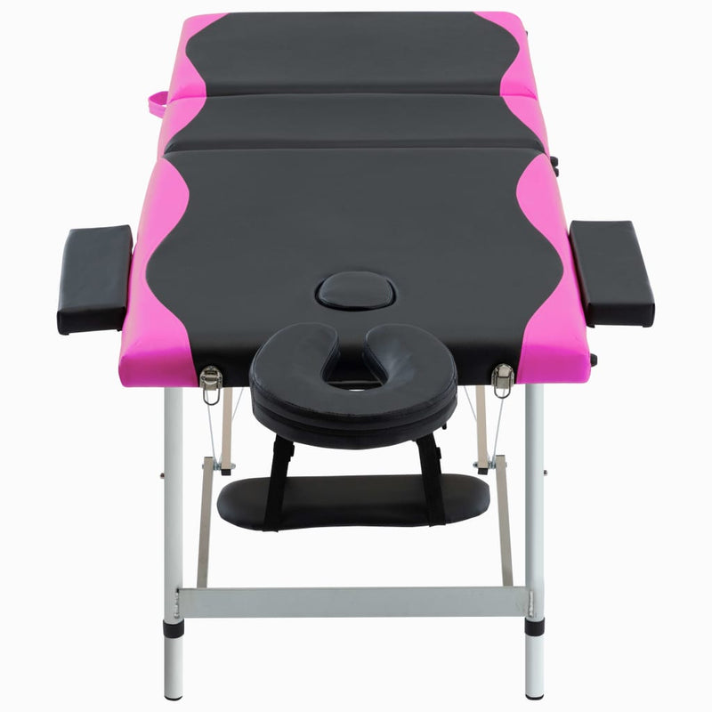 Load image into Gallery viewer, Vidaxl massagetafel inklapbaar 3 zones aluminium zwart en roze