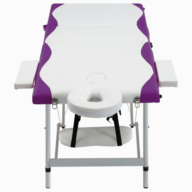 Load image into Gallery viewer, Vidaxl massagetafel inklapbaar 3 zones aluminium wit en paars