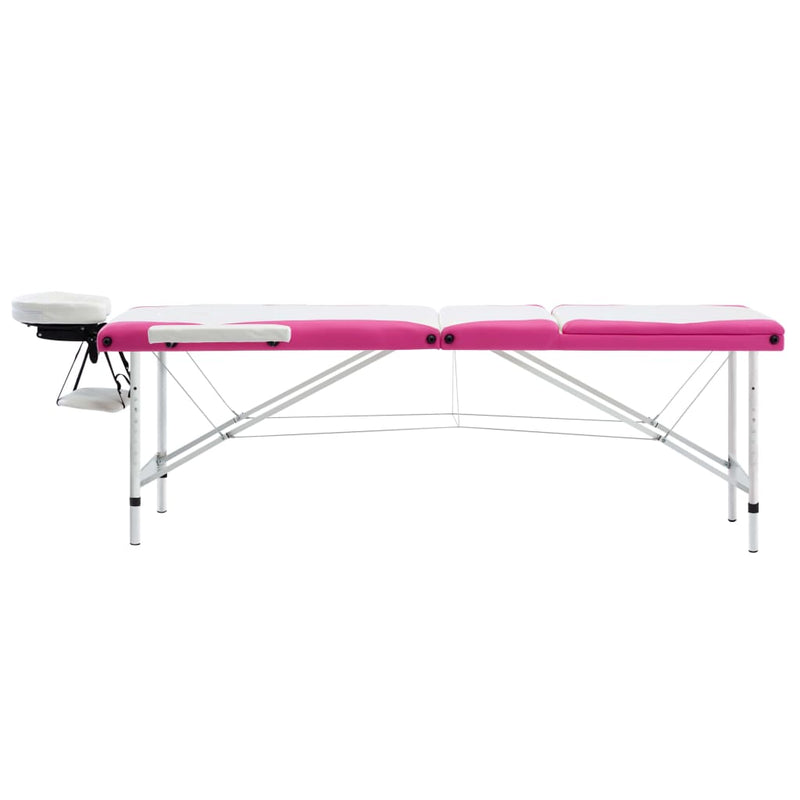 Load image into Gallery viewer, Vidaxl massagetafel inklapbaar 3 zones aluminium wit en roze