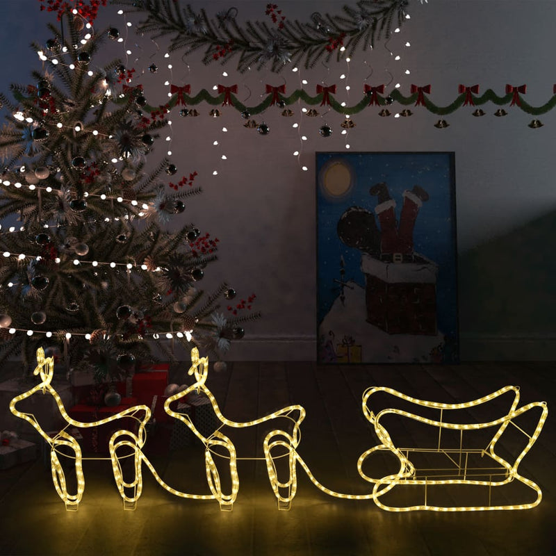 Load image into Gallery viewer, Vidaxl kerstdecoratie rendieren en slee 576 led's