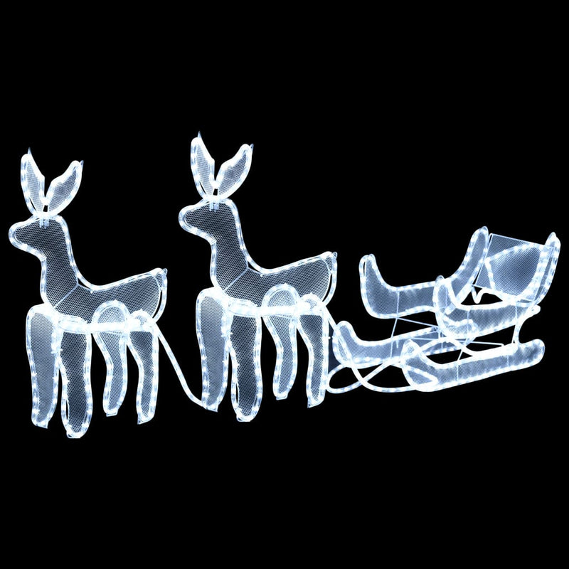 Load image into Gallery viewer, Vidaxl kerstverlichting 2 rendieren en slee met mesh 648 led's
