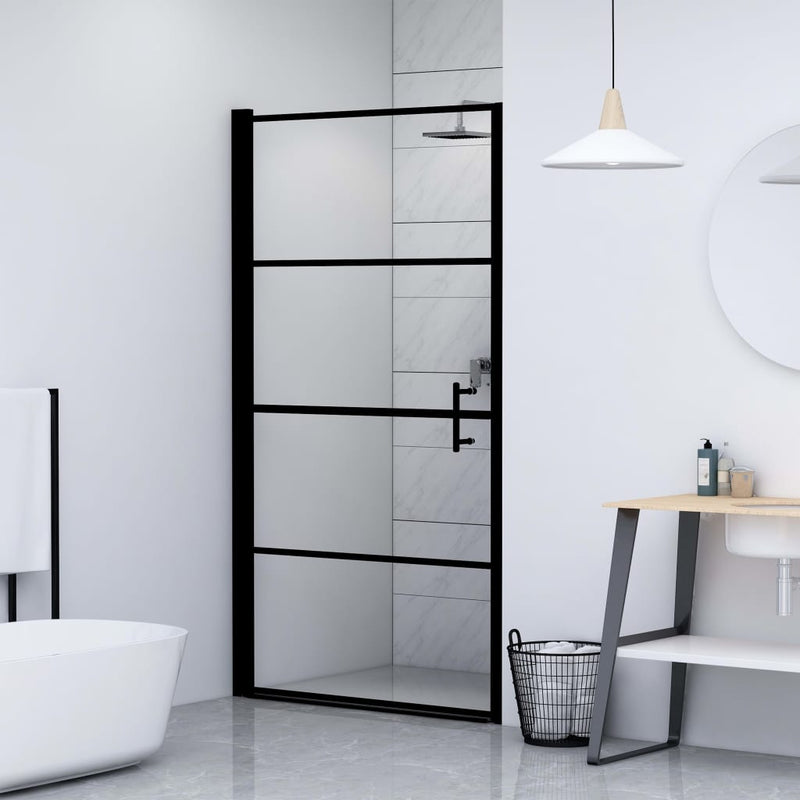 Load image into Gallery viewer, Vidaxl douchedeur 100x178 cm gehard glas zwart