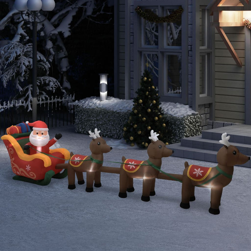 Load image into Gallery viewer, Vidaxl kerstdecoratie opblaasbaar kerstman en rendieren led 490 cm