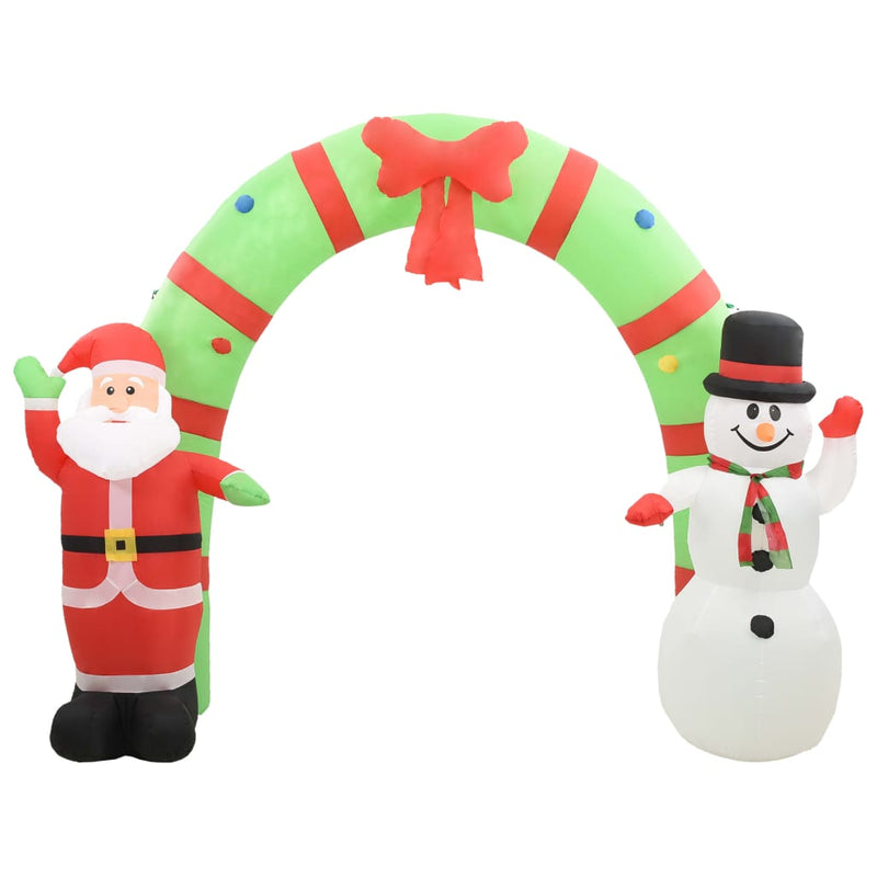 Load image into Gallery viewer, Vidaxl kerstboog kerstman en sneeuwpop opblaasbaar led 223 cm