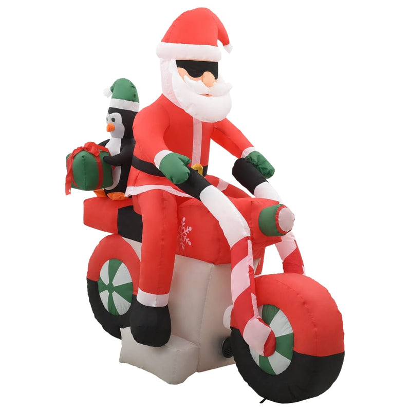 Load image into Gallery viewer, Vidaxl kerstman opblaasbaar op motorfiets led ip44 160 cm