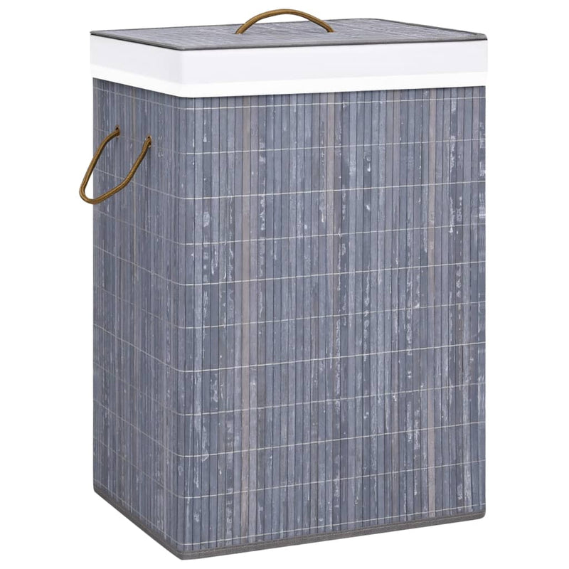 Load image into Gallery viewer, Vidaxl wasmand met 2 vakken 72 l bamboe grijs